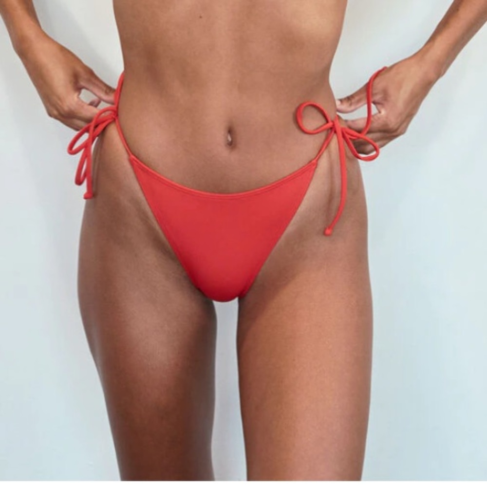 Kendall & Kylie Red Ella Side Tie Bikini Bottom